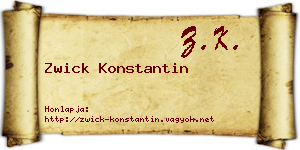 Zwick Konstantin névjegykártya